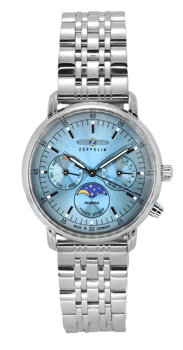 Graf Zeppelin Graf Zeppelin LZ 14 Marine Moon Phase Z8637M3 Watch Ice Blue 50M — 제품 사진