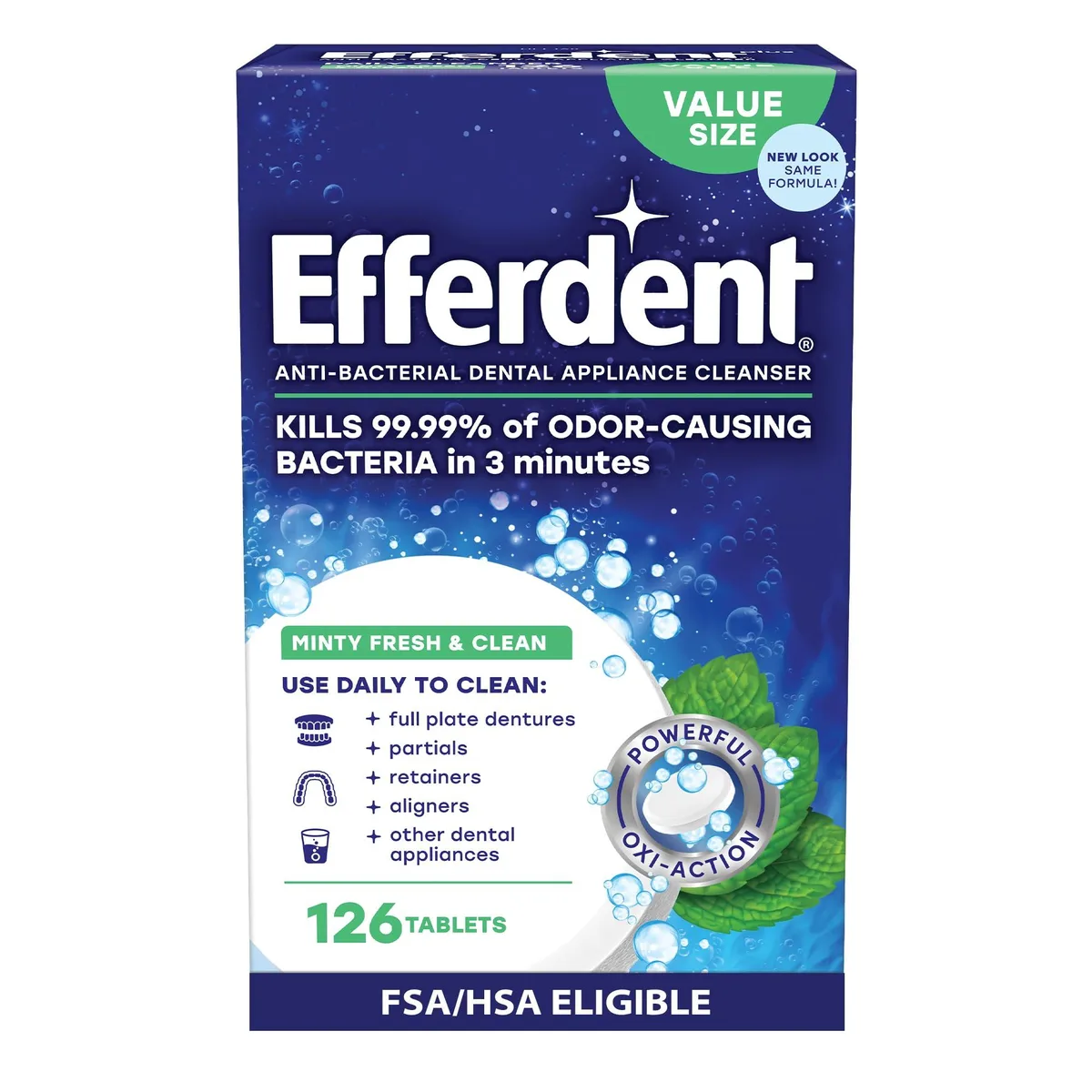  Waterpik Efferdent Retainer Cleaning Tablets Minty Fresh &amp; Clean 126 Count — product photo