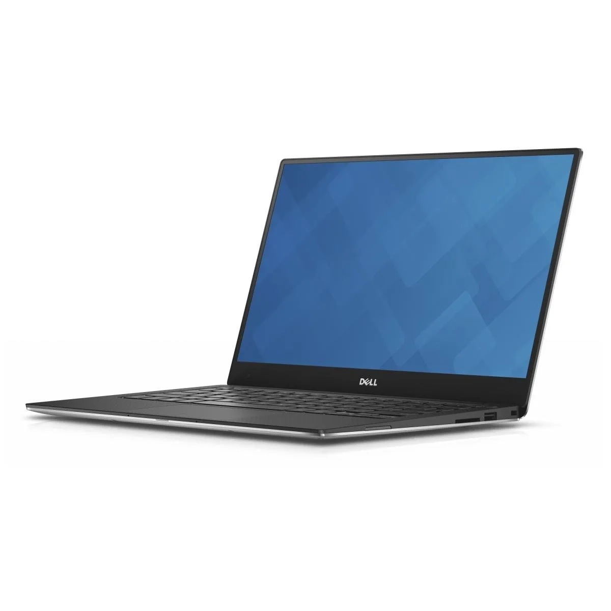 Silver ultra-thin laptop with virtually borderless 13.3 inch touchscreen display