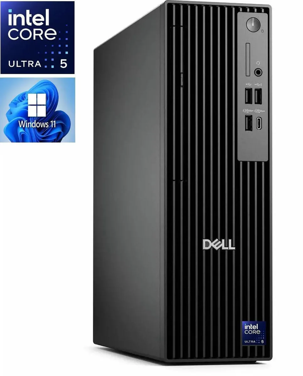 Small matte-black desktop tower, compact business form factor