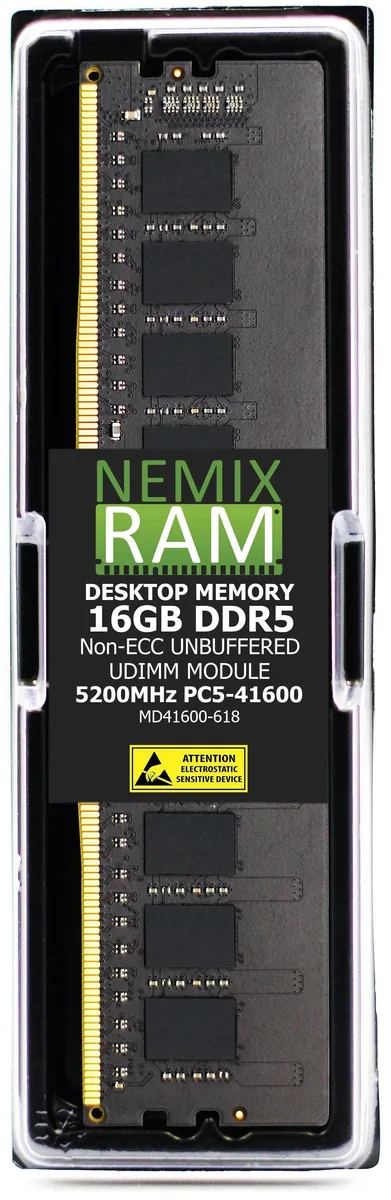 Single green DDR5 UDIMM module with black chips and gold contacts