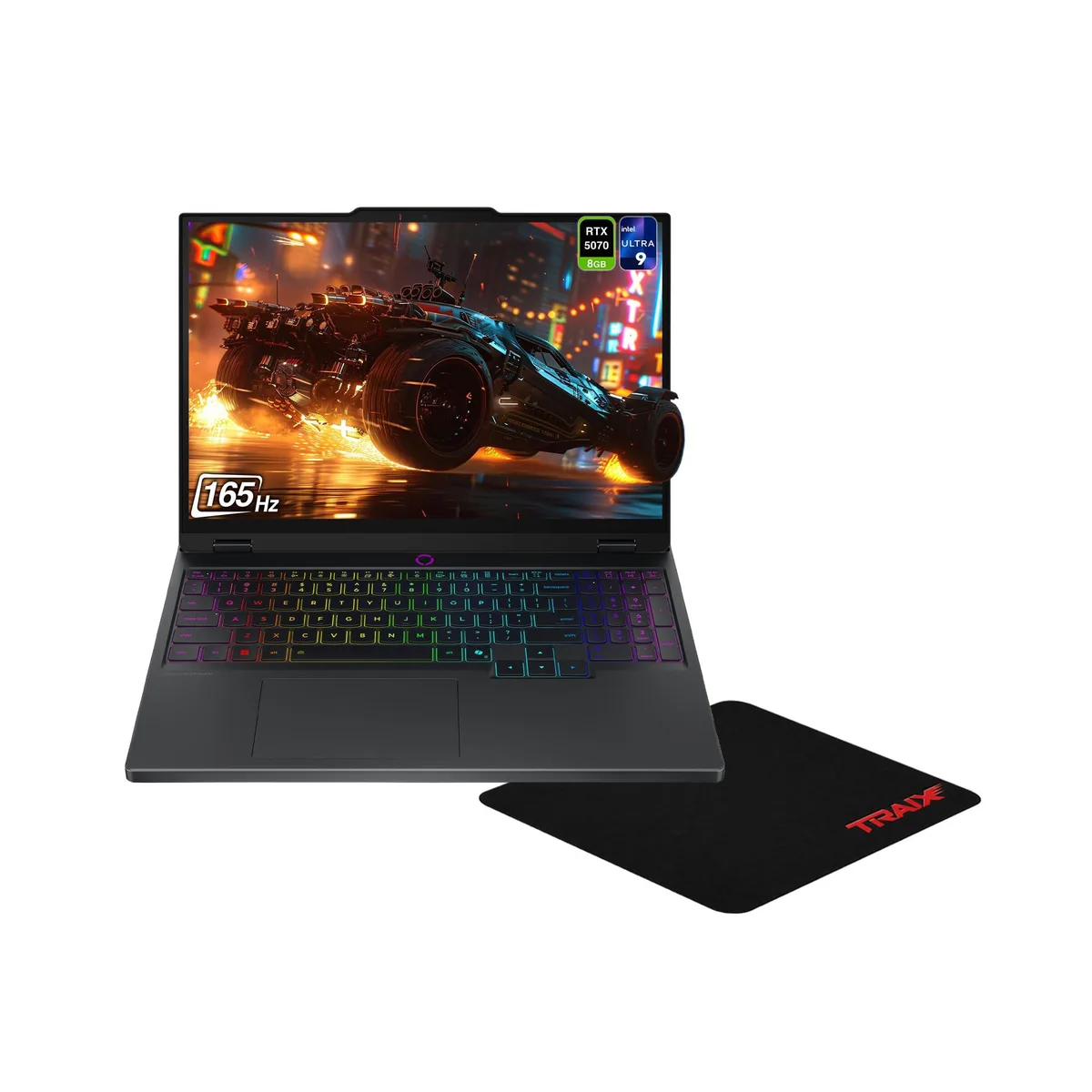 Eclipse Black gaming laptop with 15.1 inch OLED screen and RGB keyboard