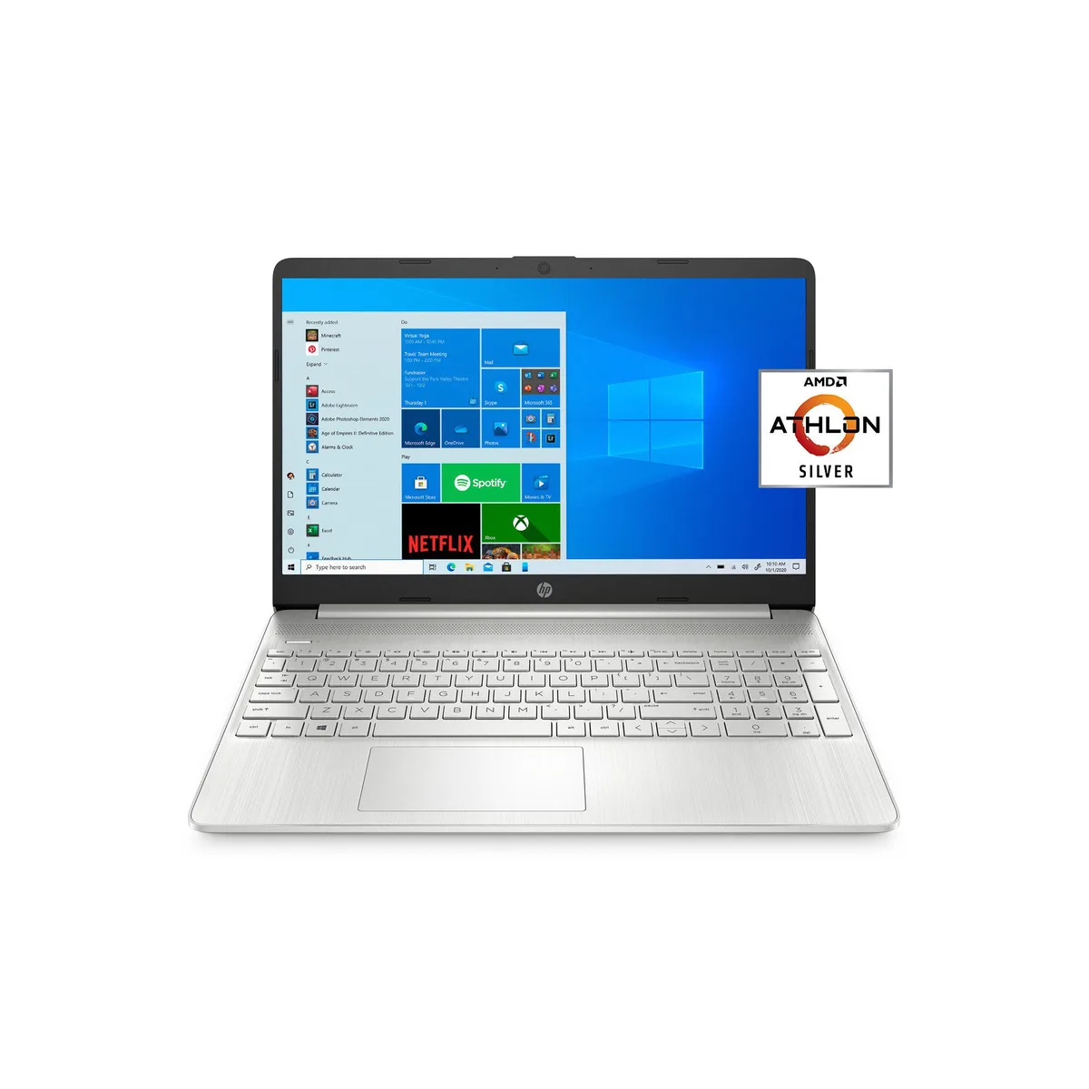 Silver HP 15.6 inch laptop with thin micro-edge display