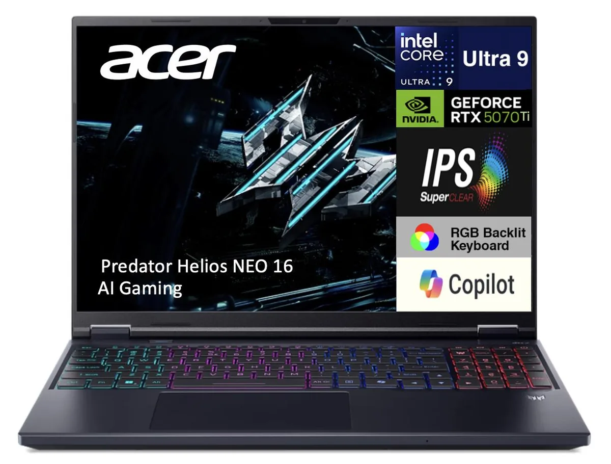 Black 16 inch gaming laptop with per key RGB keyboard and matte finish