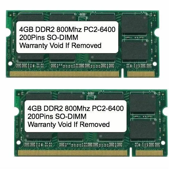 DELL DELL 8GB Kit 2x 4GB DDR2 800 MHz PC2-6400 SO-DIMM Memory Upgrade — product photo