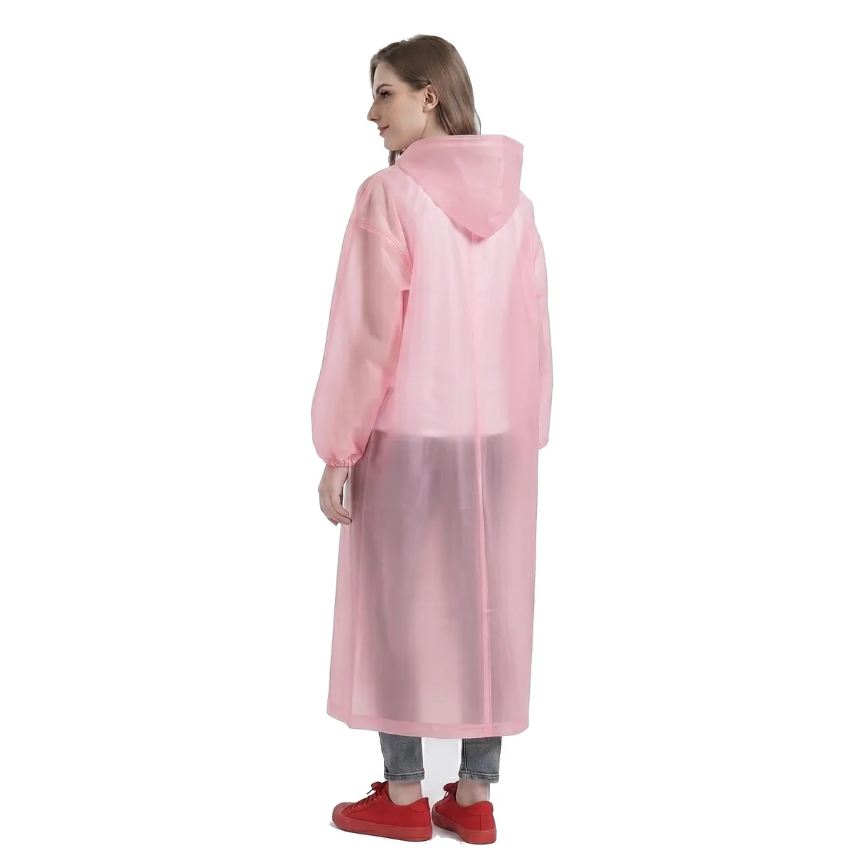 Generic Long Disposable Rain Poncho for Adults Light Red 180 cm 120 g — product photo