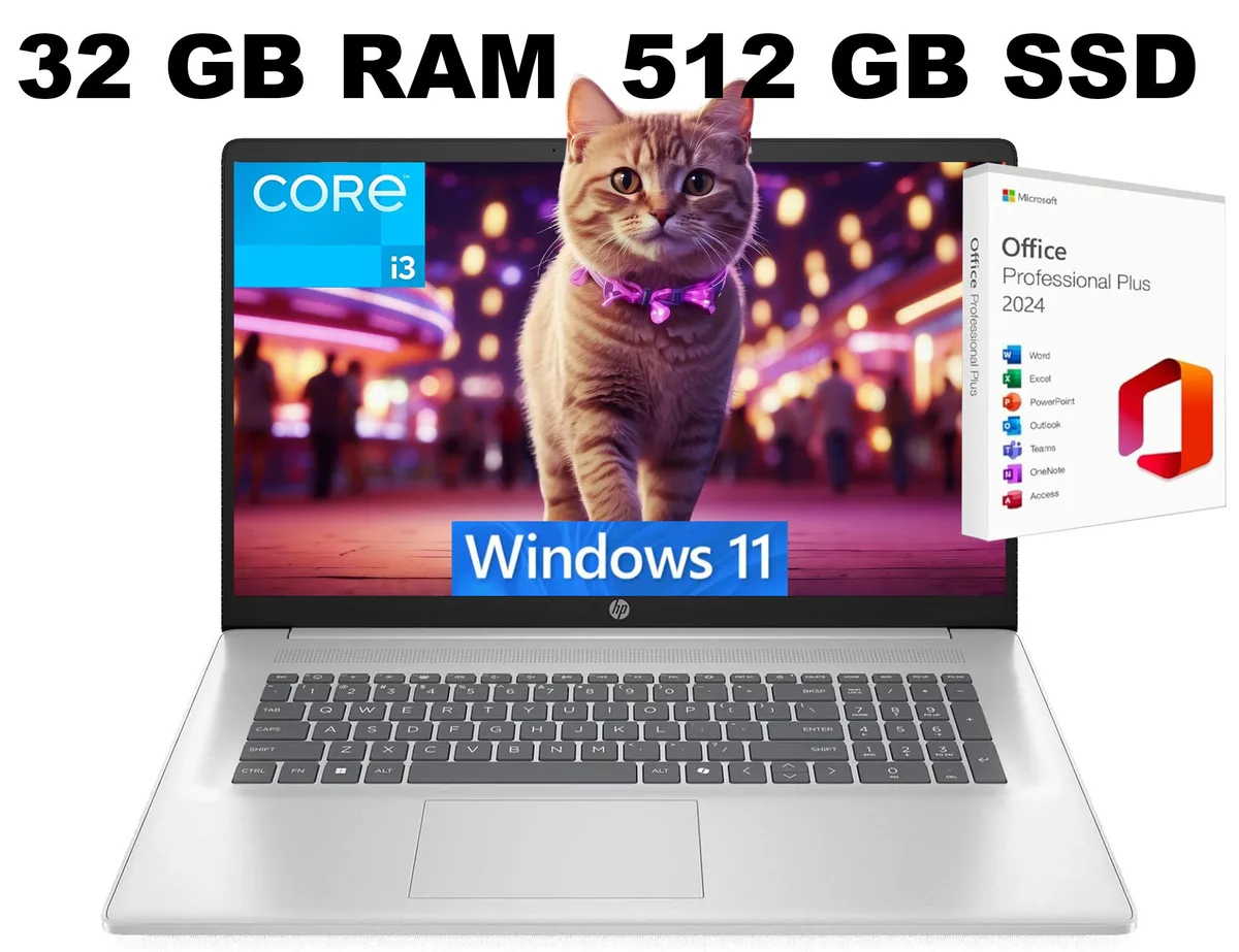 HP HP 17 laptop i3-N305 32GB 512GB SSD 17.3" HD+ Silver — product photo