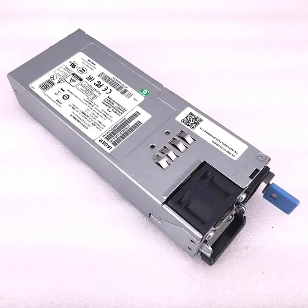 Silver rectangular server power supply unit with side fan grille