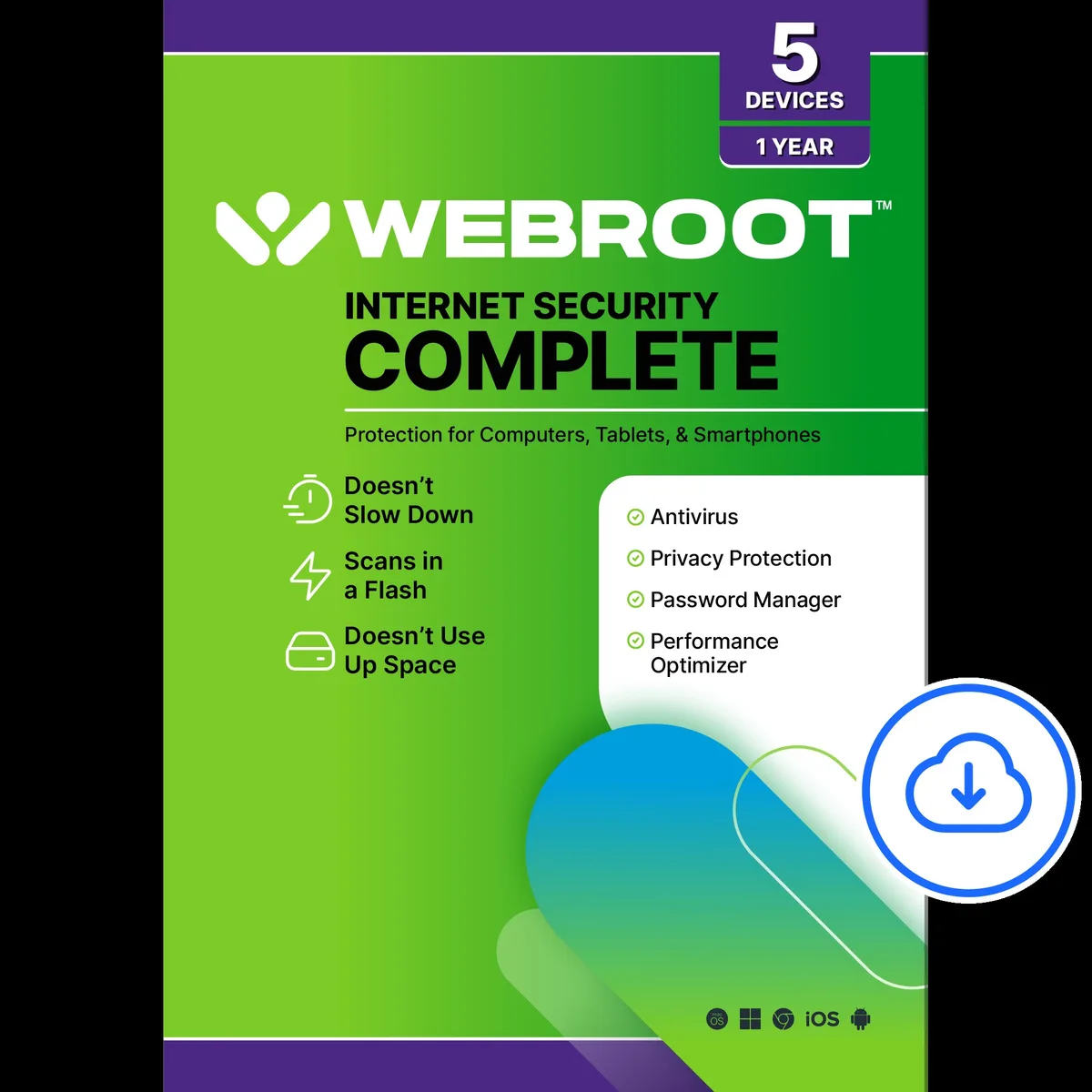 Webroot Software, Inc. Webroot Software, Inc. 25315-16 Internet Security Complete + Antivirus 2022 5 Devices 1 Year Download — fotografia produktu