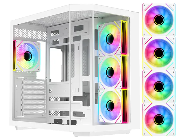 DIYPC DIYPC ARGB-N3-W White E-ATX/ATX Dual Chamber PC Case — product photo