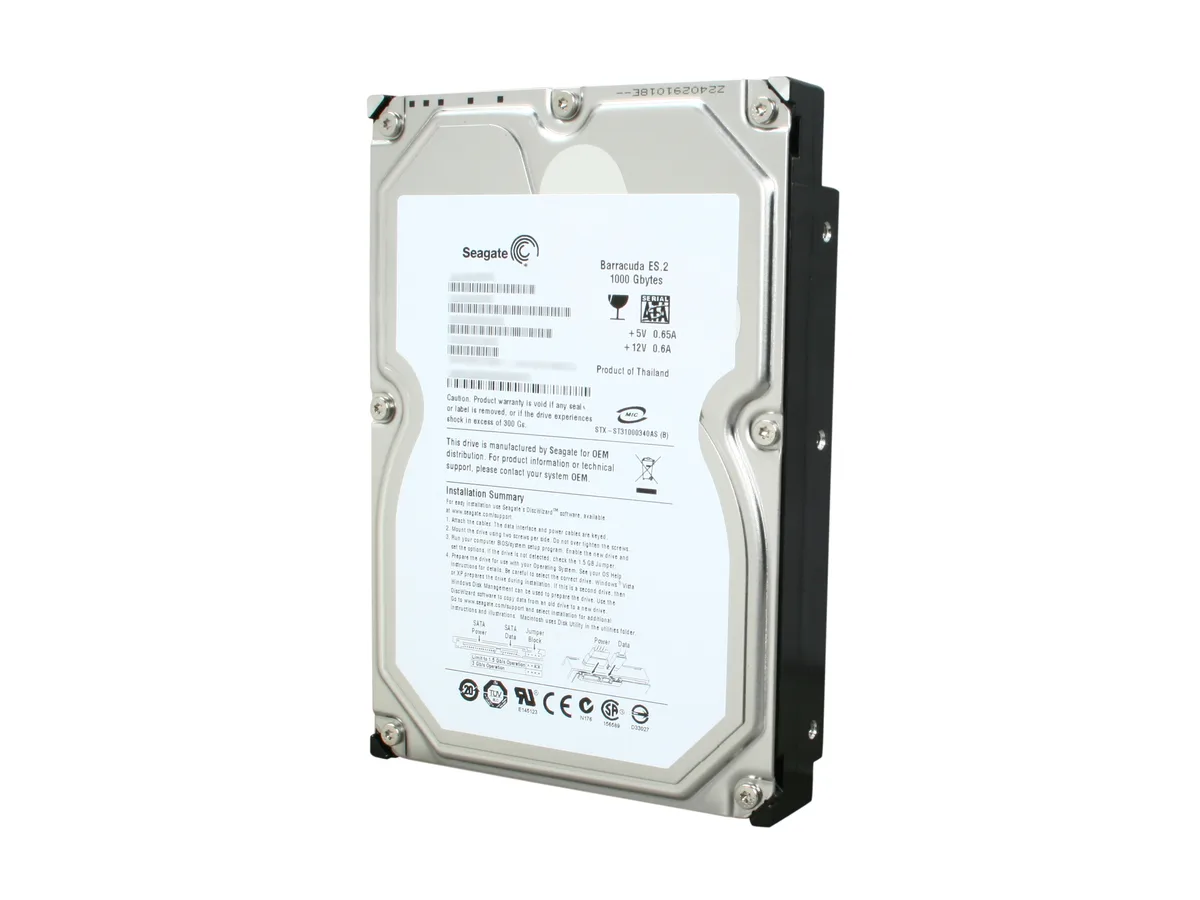 Seagate Seagate ST31000340NS BarraCuda ES.2 1TB 7200 RPM 32MB SATA 3.0Gb/s 3.5" internal hard drive — 제품 사진