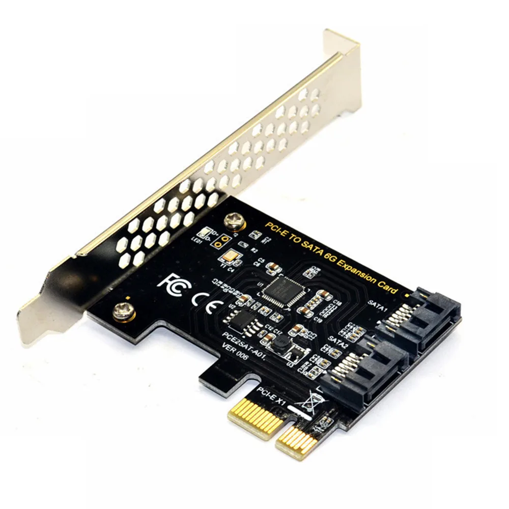 PENGQIAO PENGQIAO PCIe SATA Card 2 Ports 6Gbps ASM1061 Low Profile Bracket — fotografija proizvoda