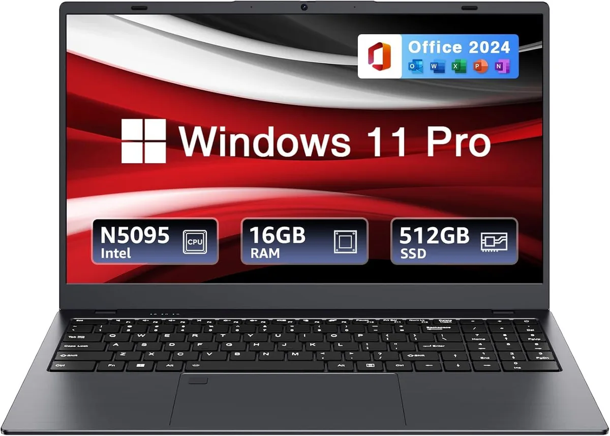 Gray 15.6-inch laptop with backlit keyboard and fingerprint reader