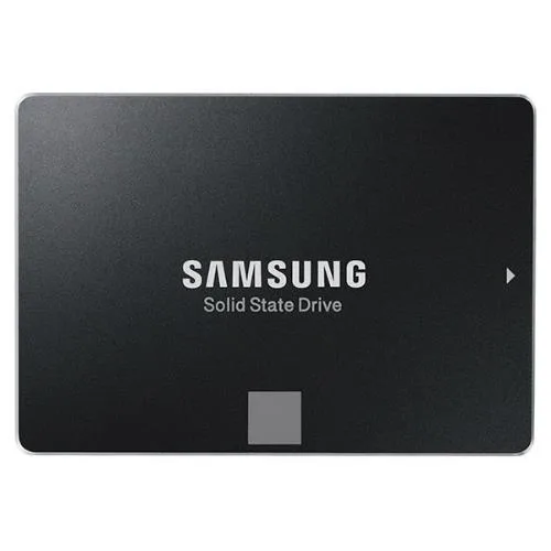 Silver rectangular 2.5 inch internal SSD with label showing 850 EVO 250GB