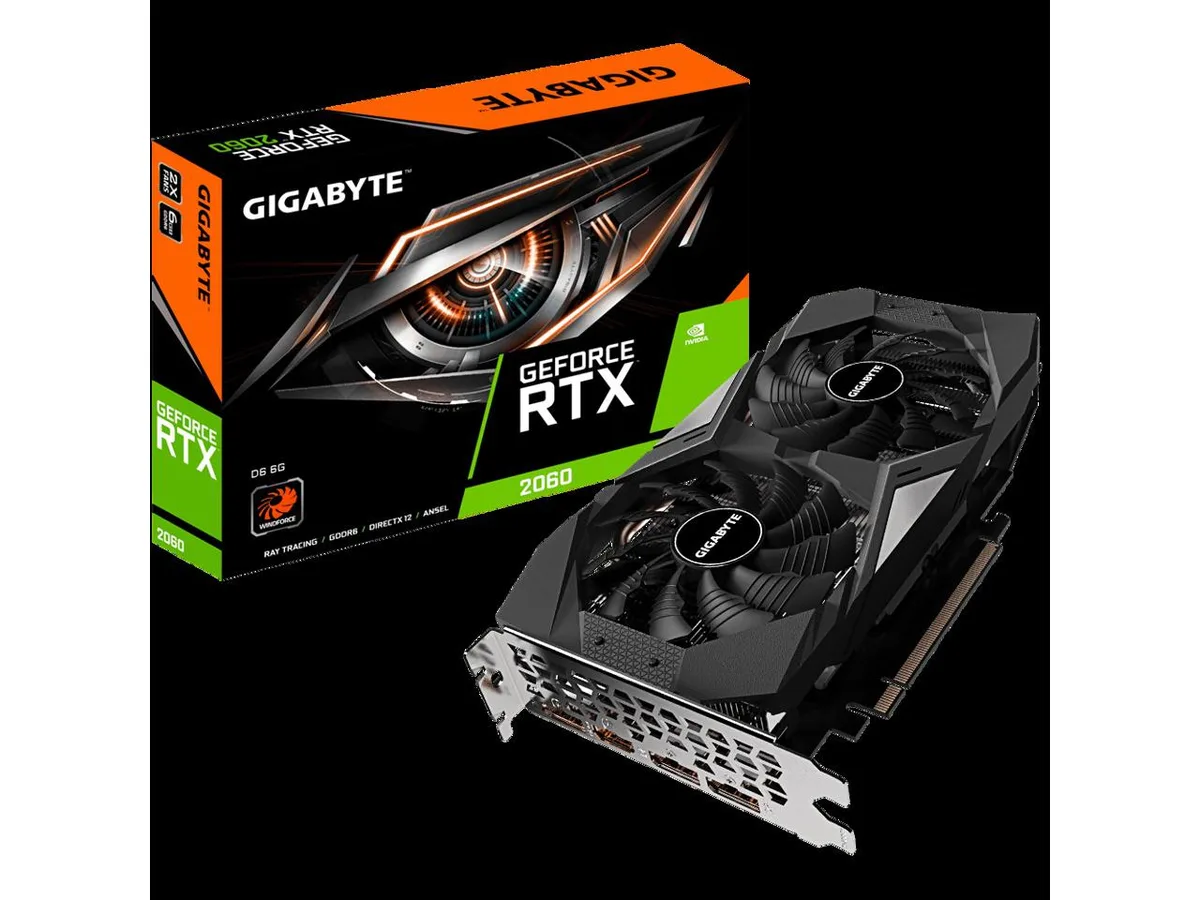 GIGABYTE GIGABYTE GeForce RTX 2060 6GB GV-N2060D6-6GD graphics card — photo du produit