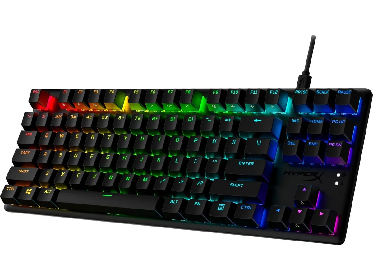 Compact black tenkeyless mechanical keyboard with aluminum frame and PBT keycaps