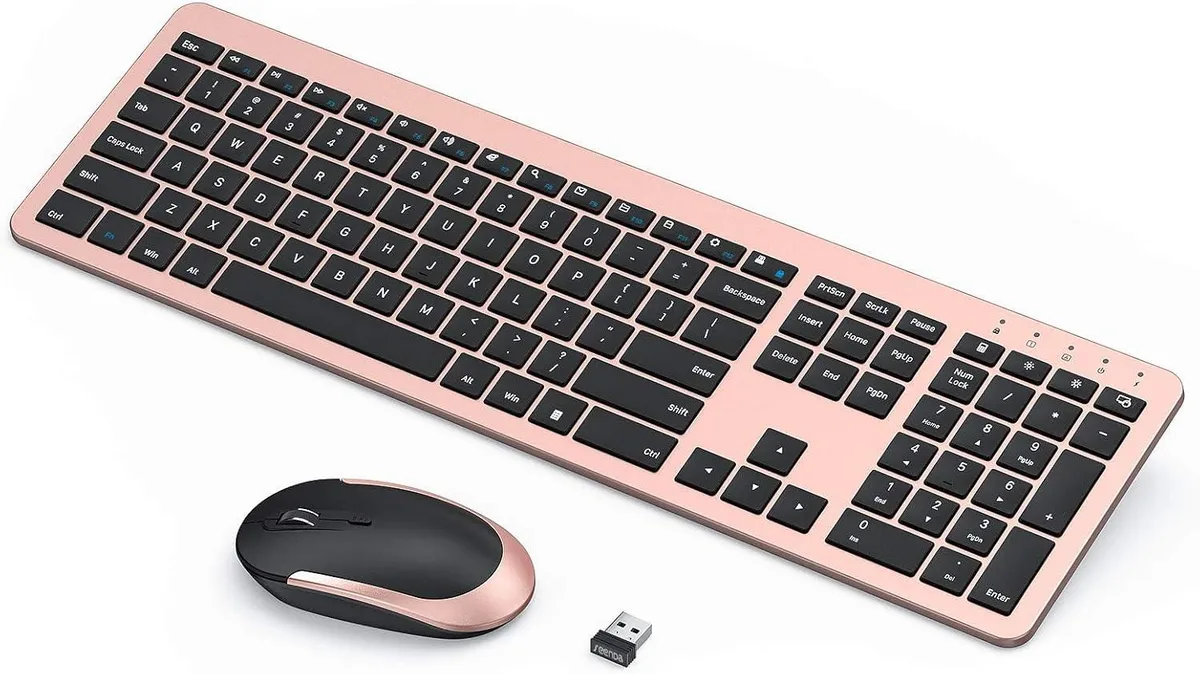 usbroway usbroway Wireless Keyboard Mouse Combo Rose Gold Black — zdjęcie produktu