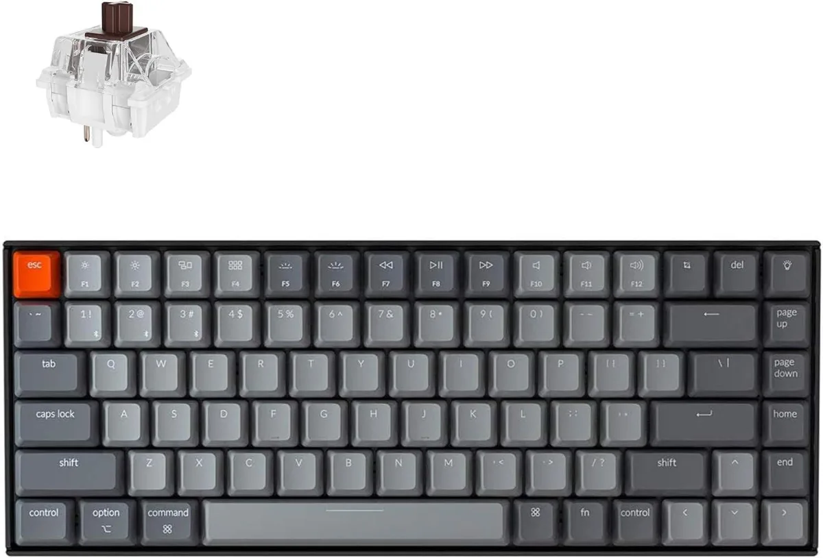 Compact 75% mechanical keyboard with white LED backlight, Brown switches, Bluetooth 5.1 and USB-C, 4000 mAh battery