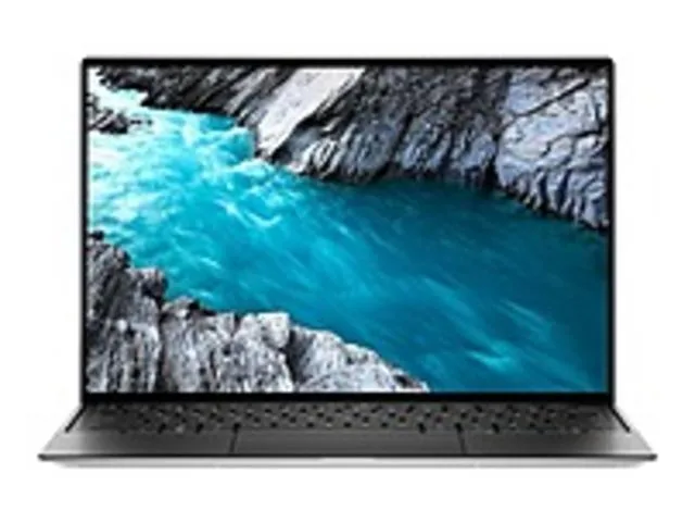 Platinum silver aluminum laptop, black carbon-fiber palm rest, 13.4 inch display, compact form