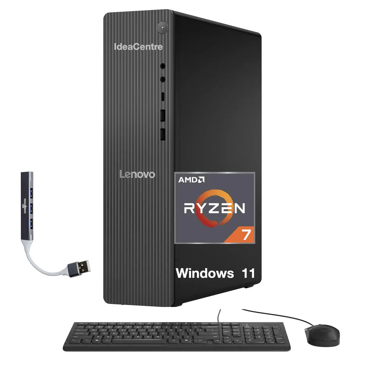 Small grey desktop tower with compact rectangular shape and smooth finish