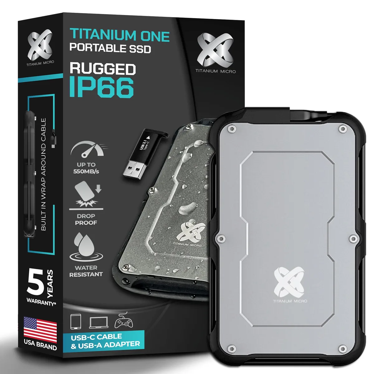 Titanium Micro Titanium Micro Titanium One TTOSSD2TB 2TB portable SSD — 商品写真