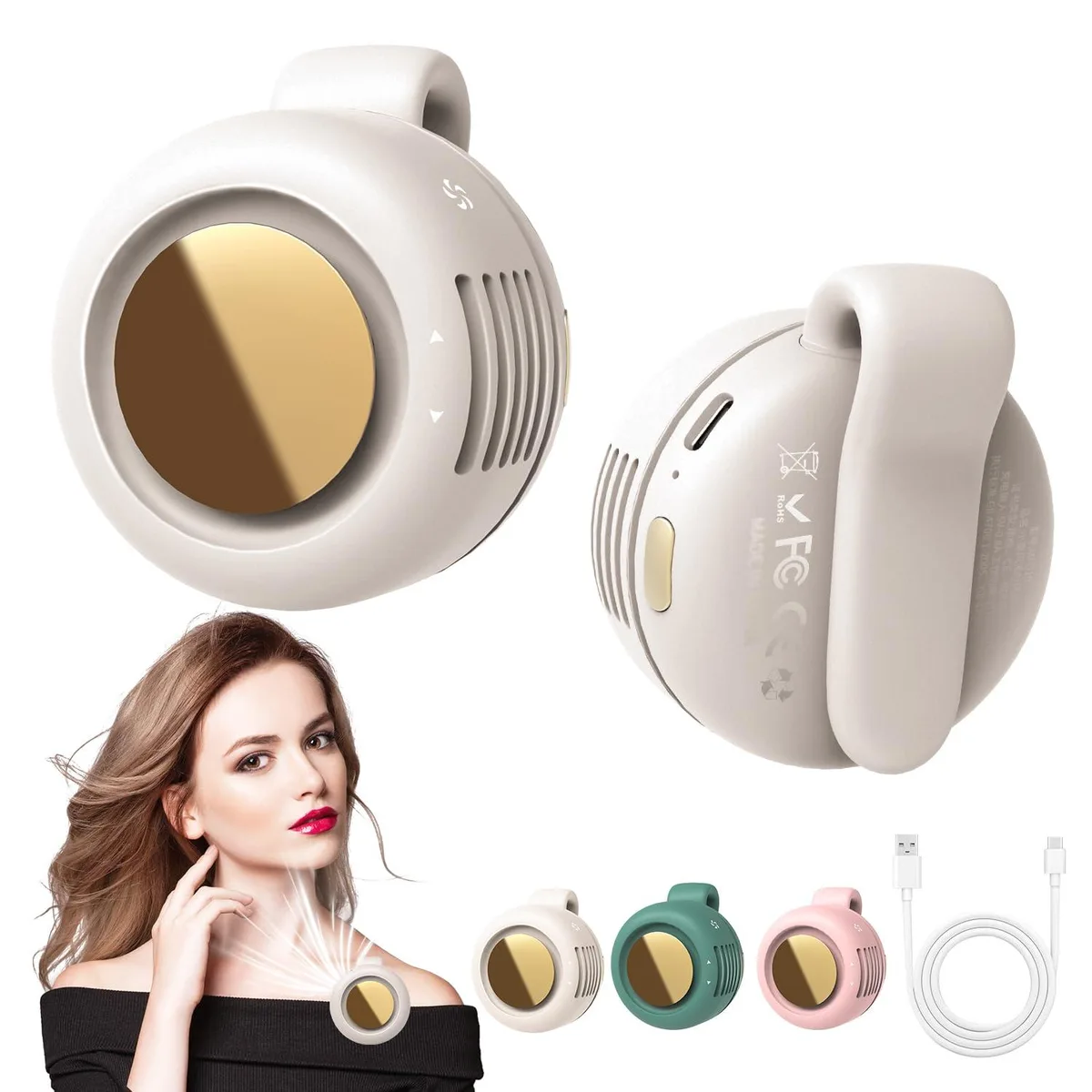 Generic portable silent mini bladeless fan clip on White — photo du produit