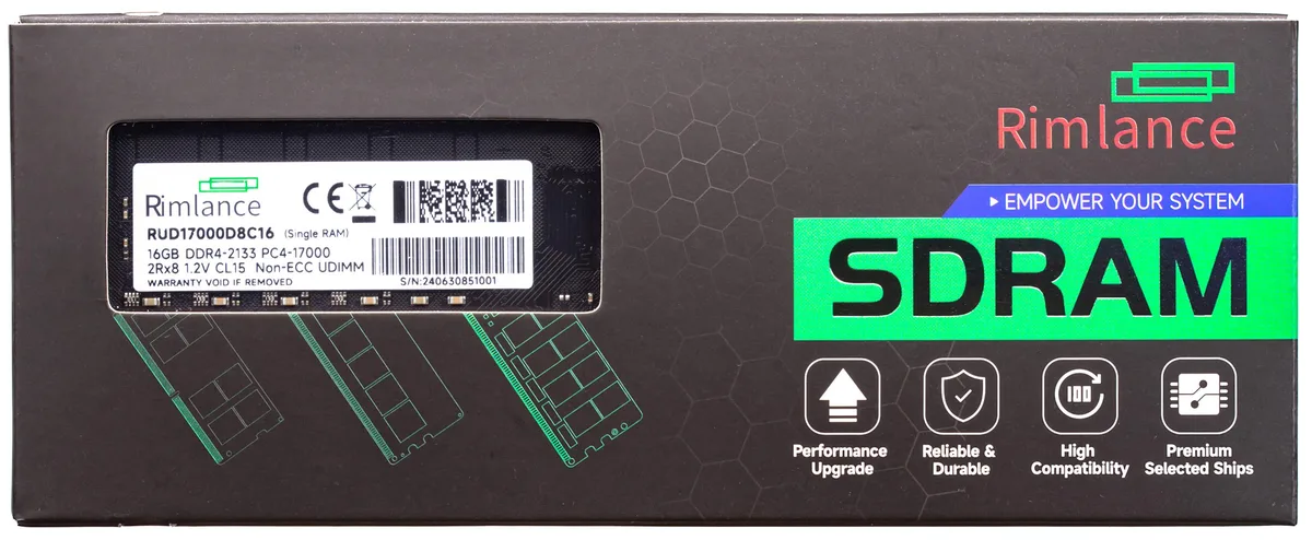 Green 288-pin DDR4 UDIMM module with black chips, 16GB 2Rx8 single stick