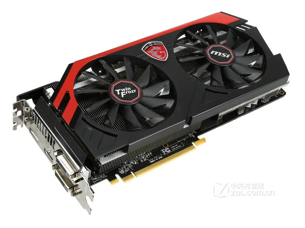 MSI R9 290X GAMING 4G graphics card with dual-fan cooler and black-red shroud