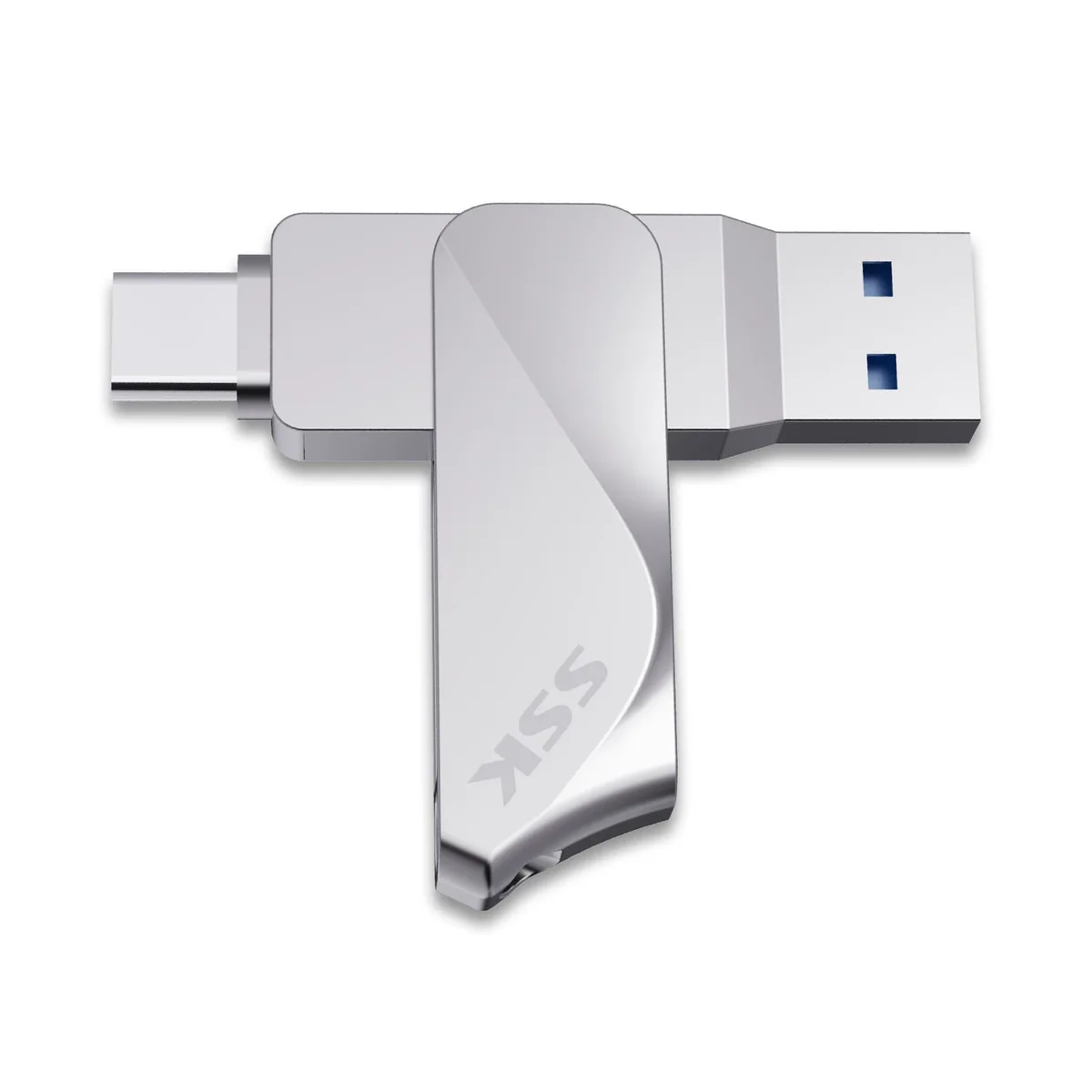 SSK SSK 128GB USB 3.2 Dual Drive USB-C & USB-A Silver — produktbild