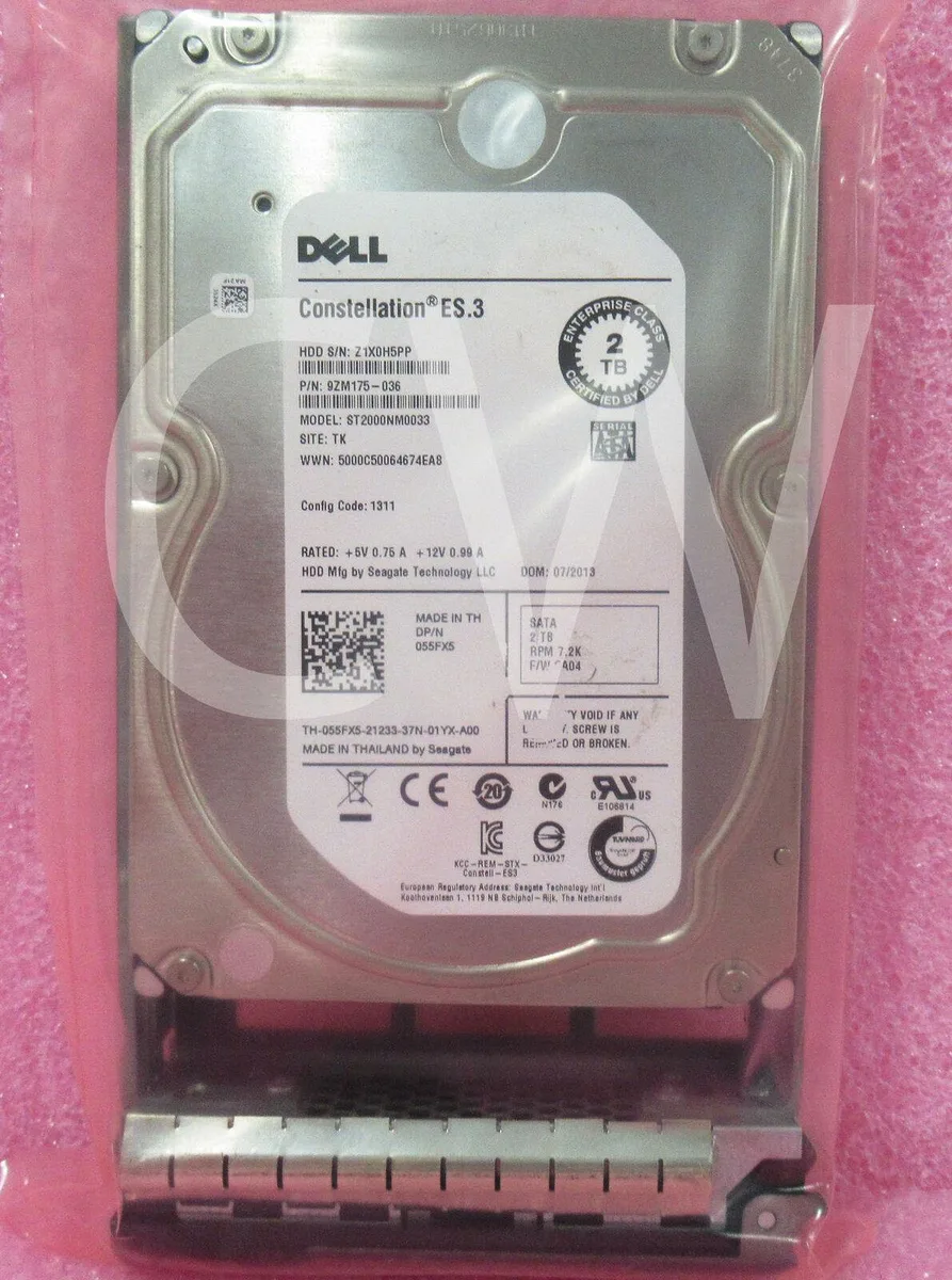 Silver 3.5 inch hard drive mounted in a black plastic caddy tray