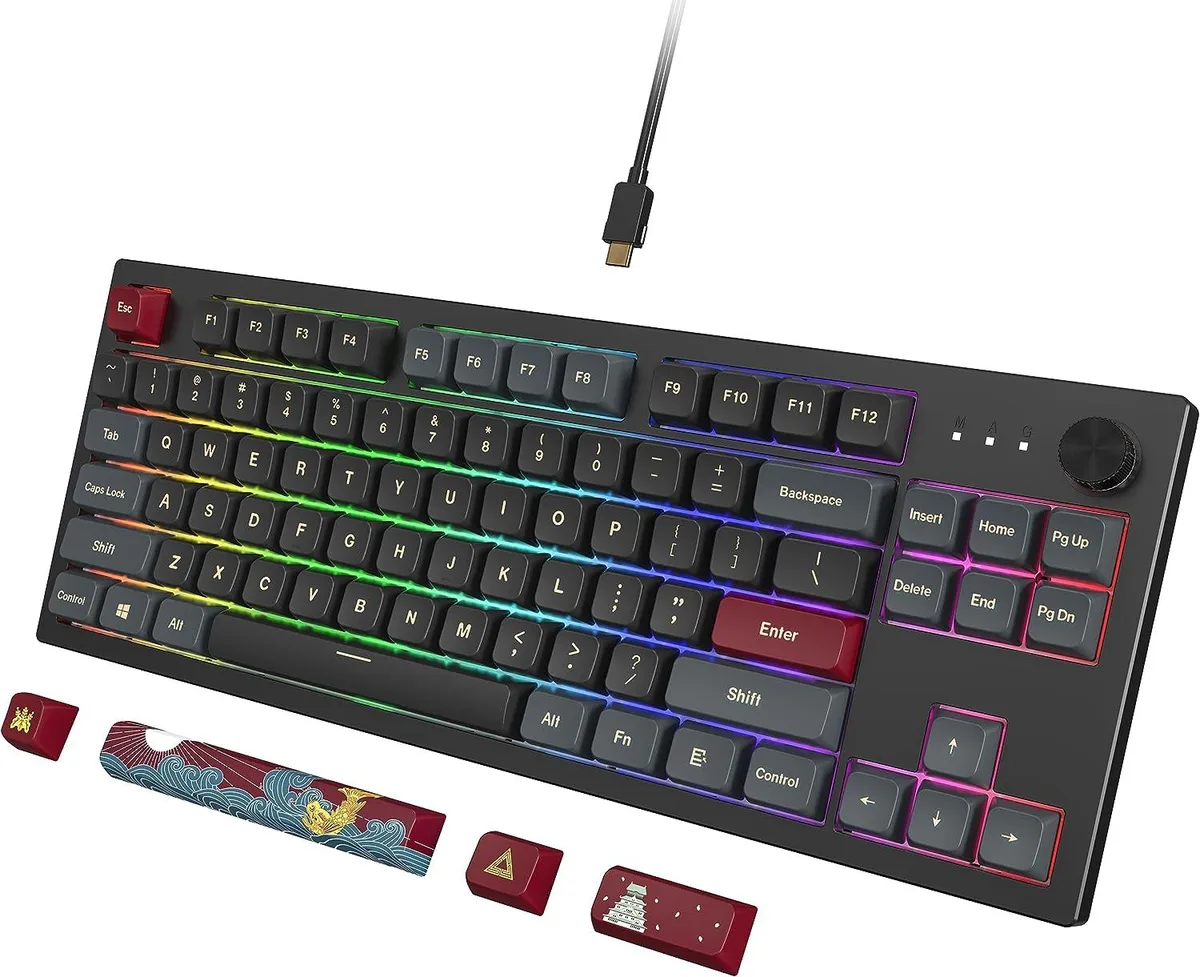 Montech Montech MK87DB Tenkeyless Gaming Keyboard Brown Switch Darkness 85 keys RGB 18 mode — toote foto