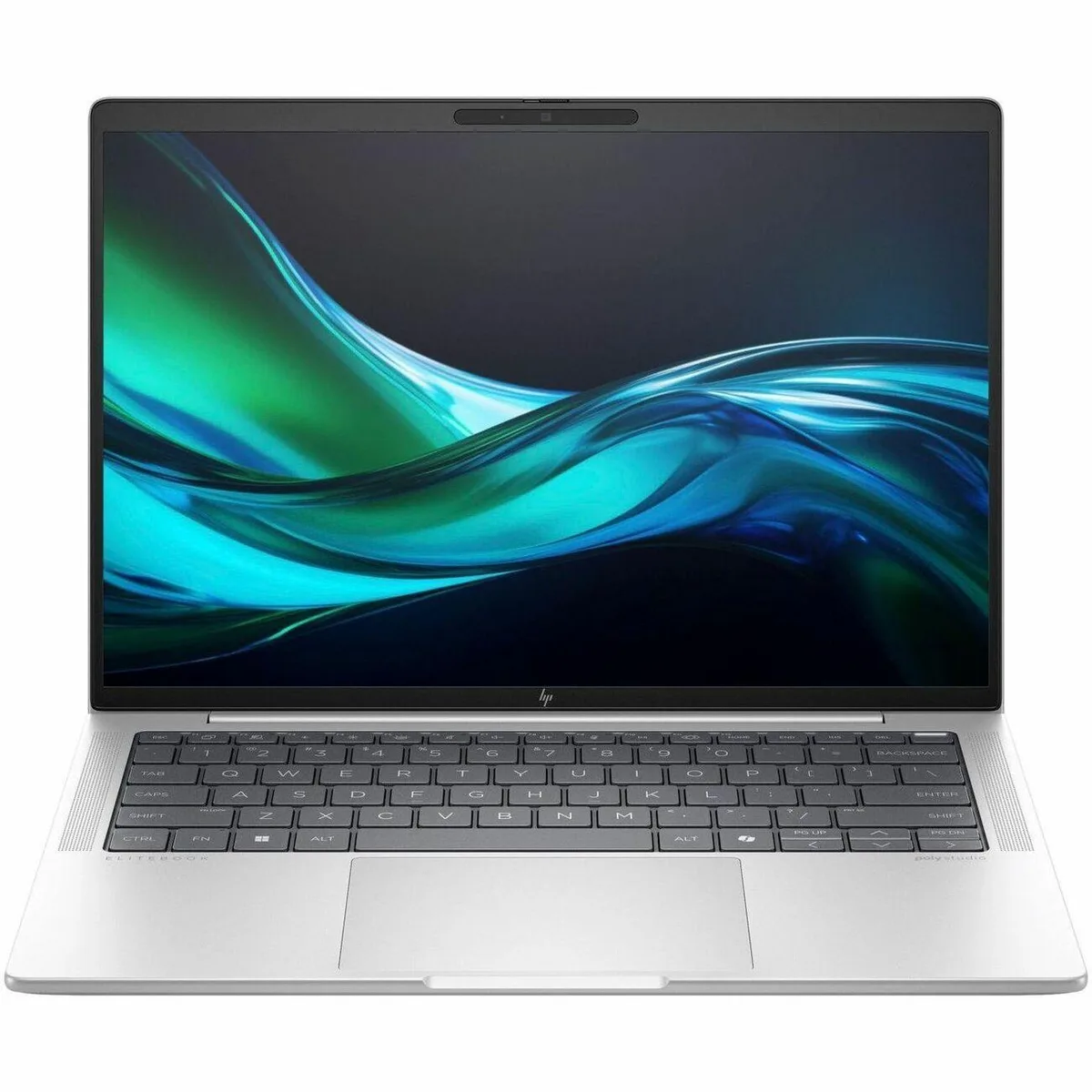 Silver 14 inch laptop closed flat showing thin profile