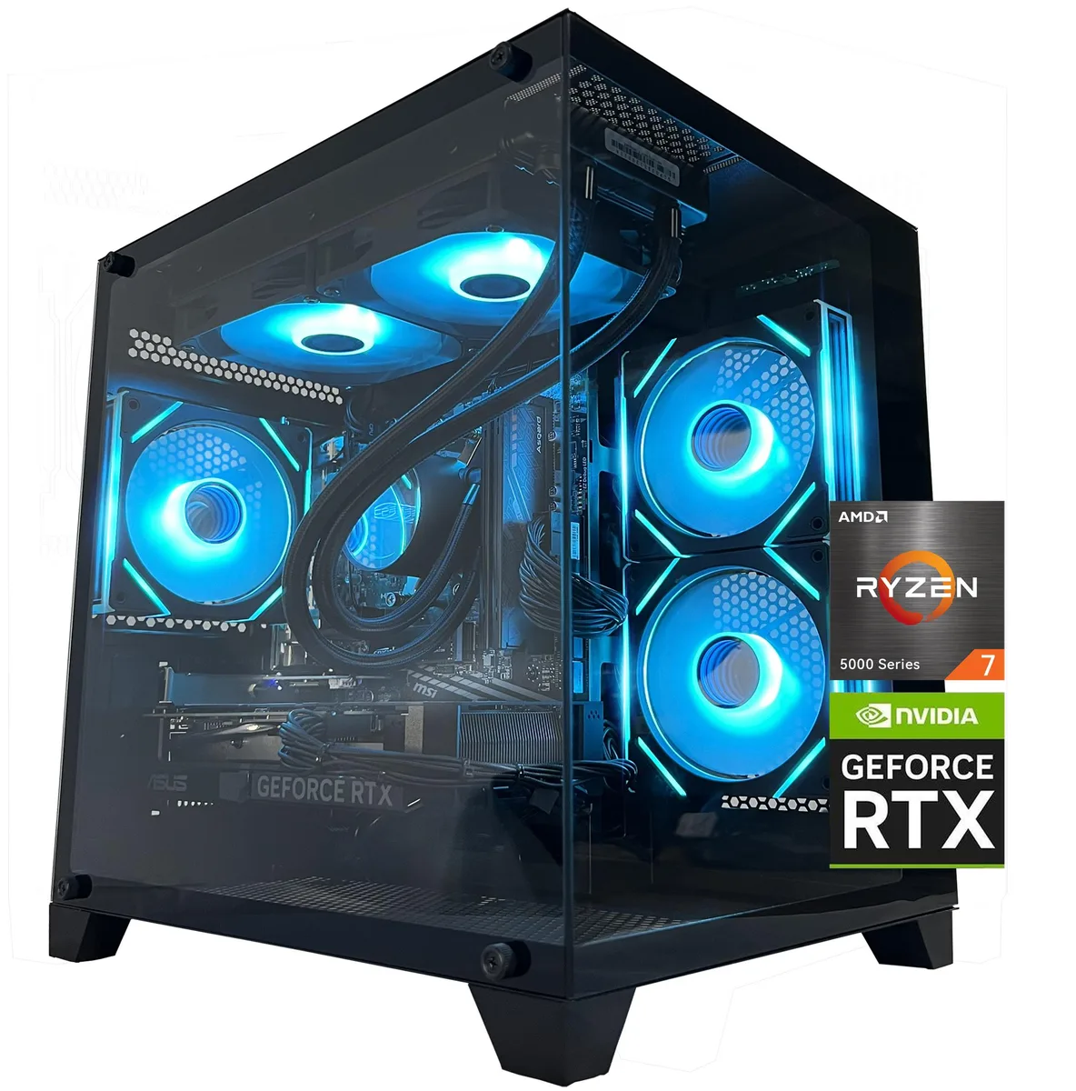 YAWYORE YAWYORE MX570 Gaming PC Ryzen 7 5700X RTX 4060 32GB DDR4 1TB NVMe Sea View Room 240 Liquid Cooler — product photo