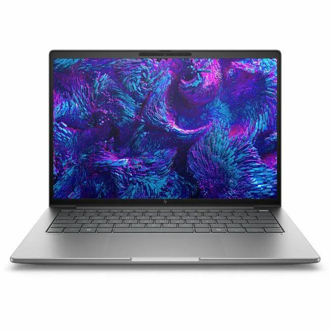 Silver 14 inch mobile workstation laptop closed lid visible webcam