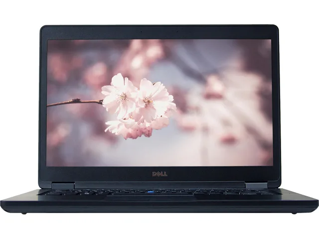 Refurbished Dell Latitude 5480 14 inch laptop showing wear on chassis and keyboard