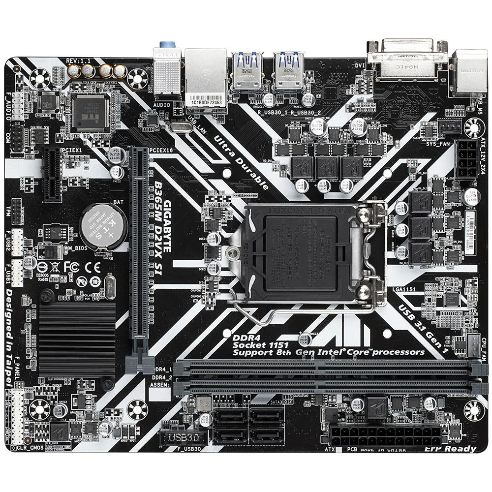 Green Micro-ATX motherboard with silver DDR4 slots and black SATA ports