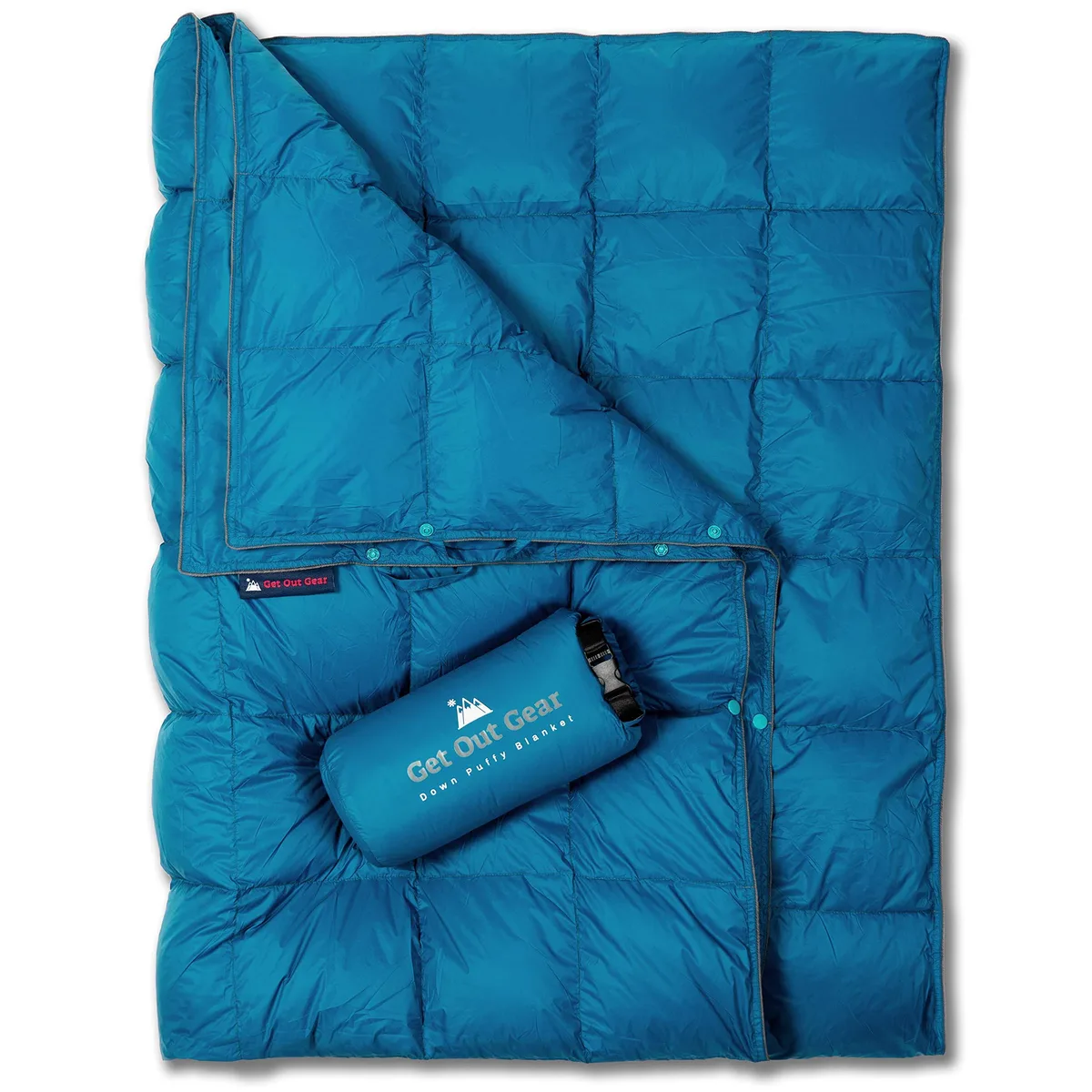  Get Out Gear Mega Puffy Down Blanket Sleeps Two Teal 350g 650 Fill Power — fotografija proizvoda