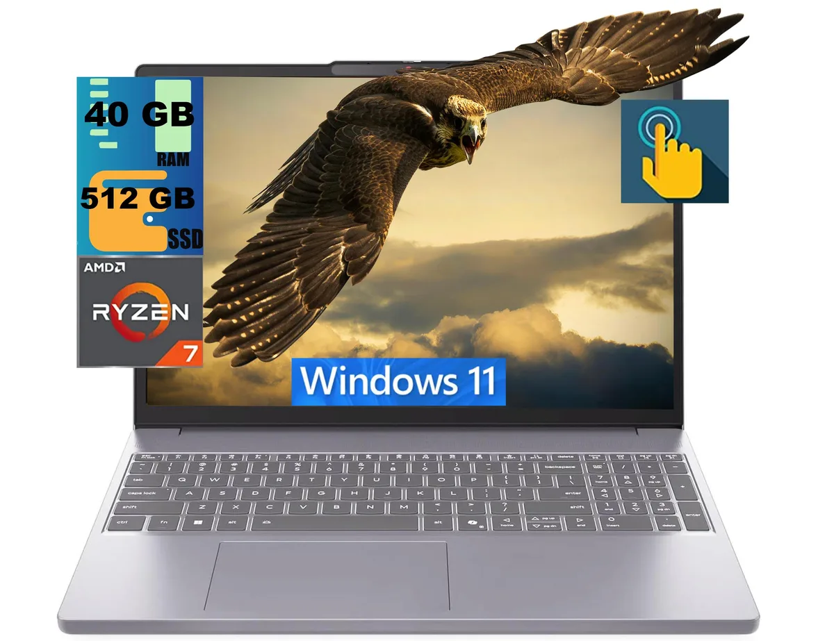 Lenovo Lenovo IdeaPad Slim 3 15 laptop Ryzen 7 170 40GB 512GB SSD 15.3" WUXGA touchscreen — product photo