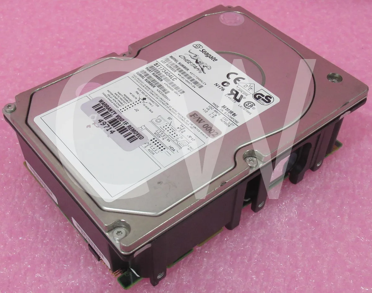 Silver 3.5 inch bare hard drive with 80-pin SCSI connector