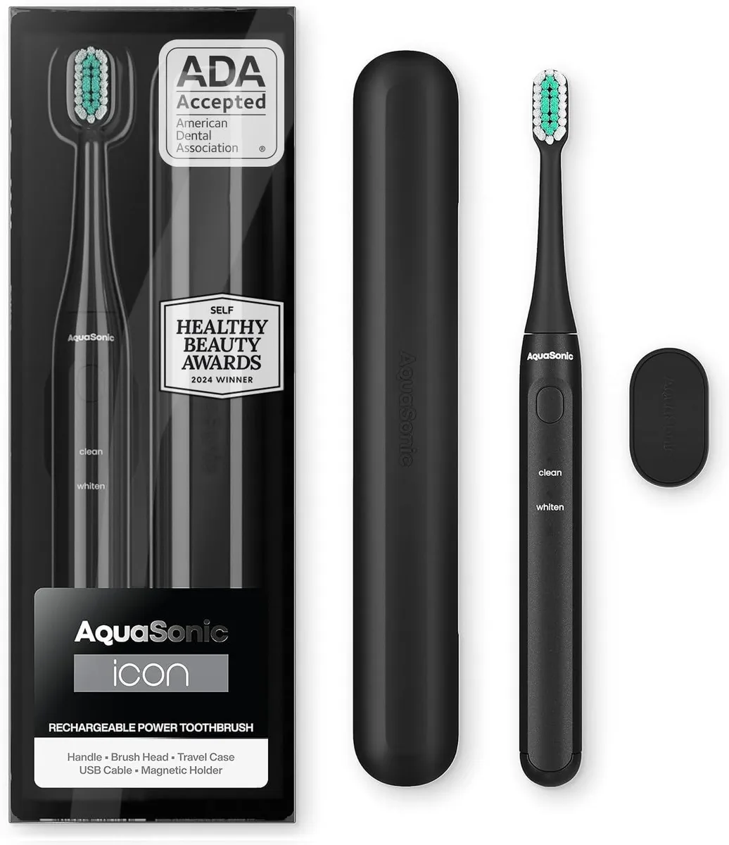  Waterpik Icon Aquasonic rechargeable toothbrush Onyx 2 modes 30+ days — product photo