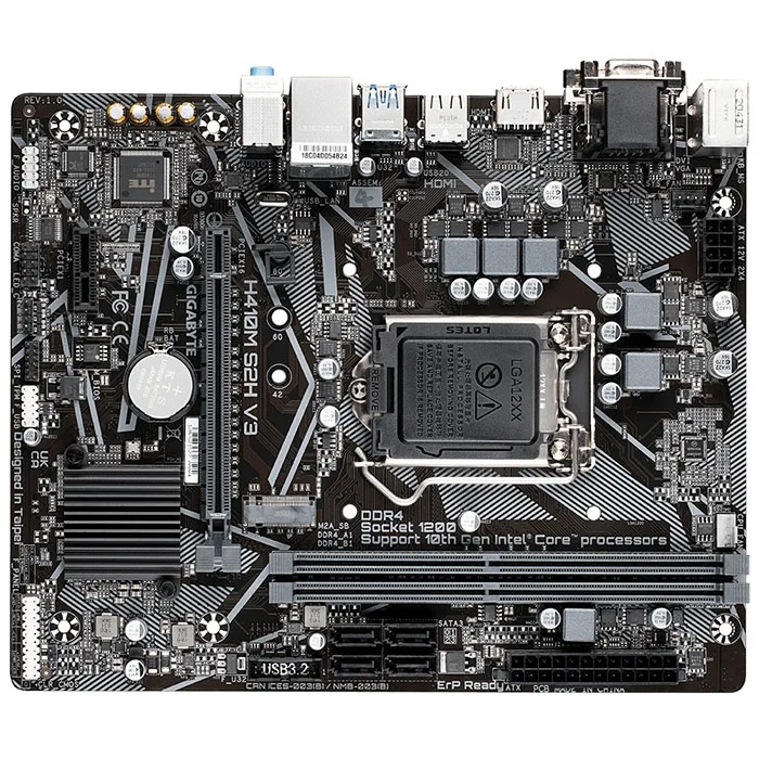 GIGABYTE GIGABYTE H410M S2H V3 Intel H510 LGA 1200 DDR4 Micro ATX motherboard — photo du produit