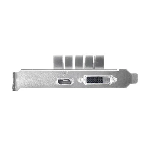 Low-profile graphics card with passive cooler and DVI HDMI ports