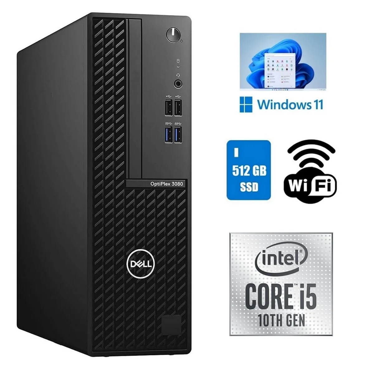 Black small form factor Dell OptiPlex 3080 desktop tower