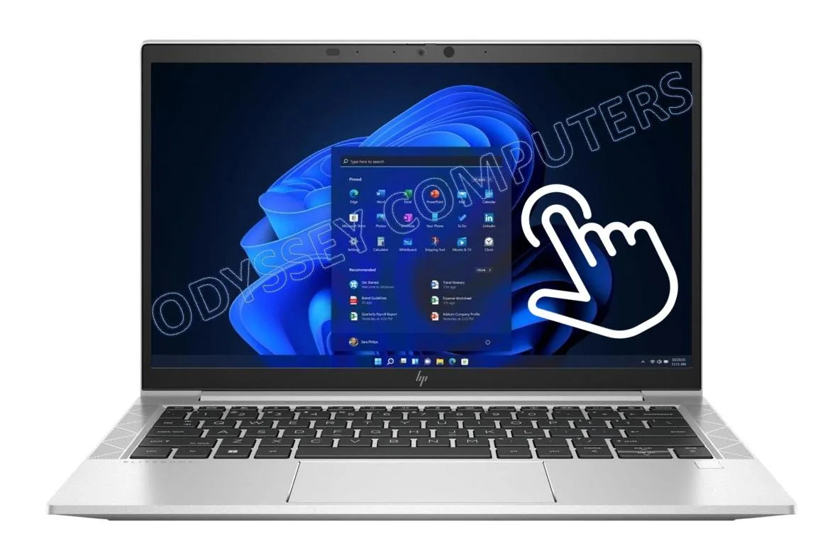 Silver 13.3 inch touchscreen laptop with backlit keyboard
