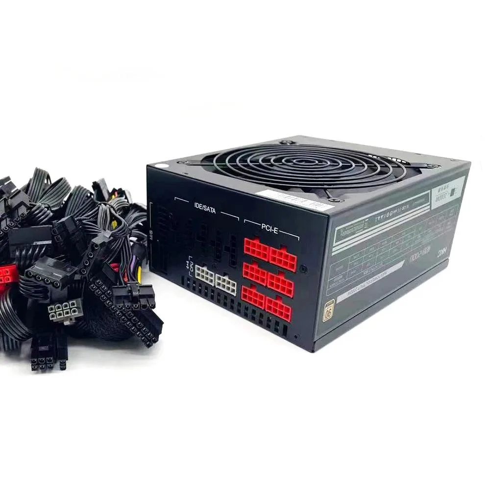 Rectangular ATX power supply unit with modular cables and cooling fan