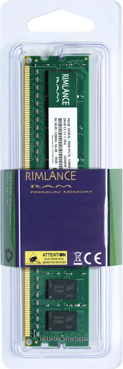 RIMLANCE RIMLANCE 16GB DDR3L-1600 CL11 1.35V UDIMM desktop RAM — foto del prodotto