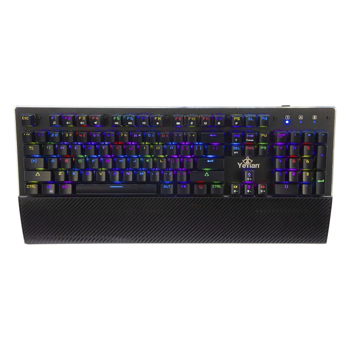 YEYIAN YEYIAN YAT1801-EN gaming keyboard 104-key Blue switch RGB 14 modes 50M keystrokes palm rest steel frame — product photo