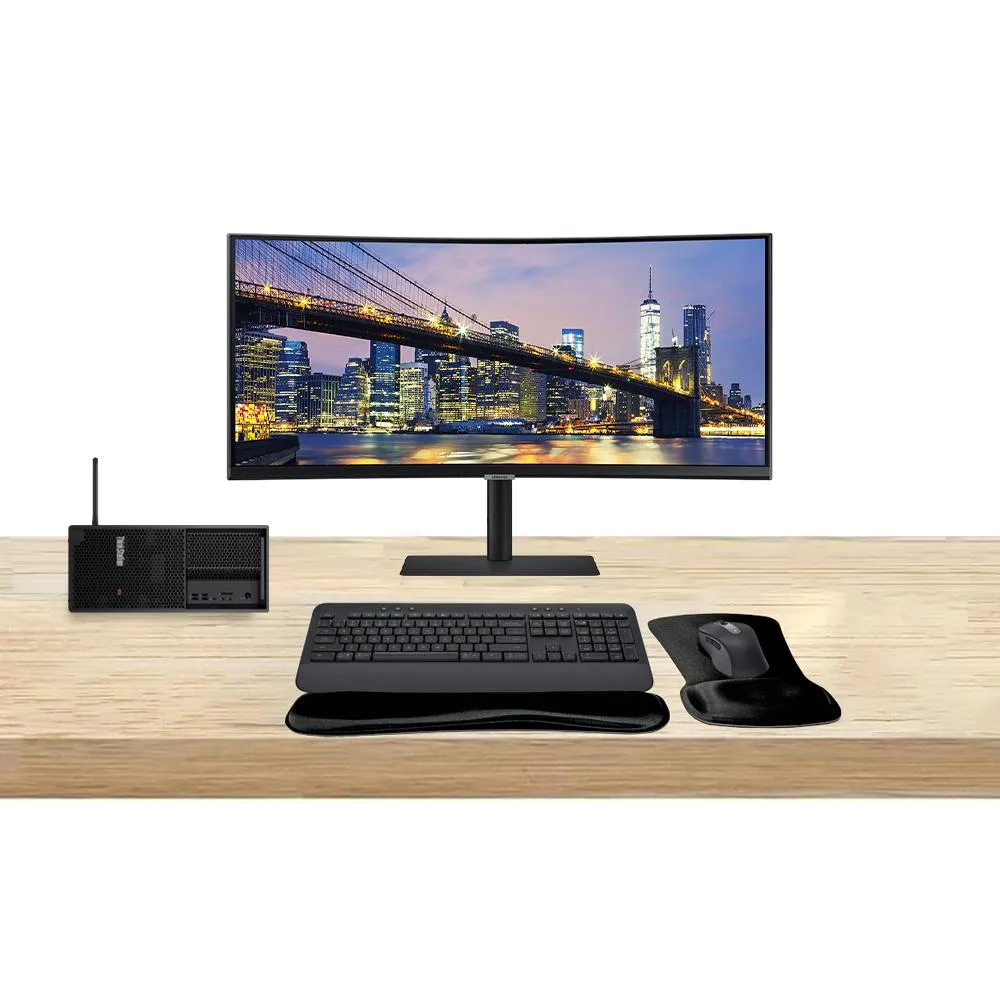 Lenovo Lenovo ThinkStation P3 SFF i7-14700 32GB 1TB SSD UHD 770 + ViewFinity S65UA 34 UWQHD MK650 — 제품 사진