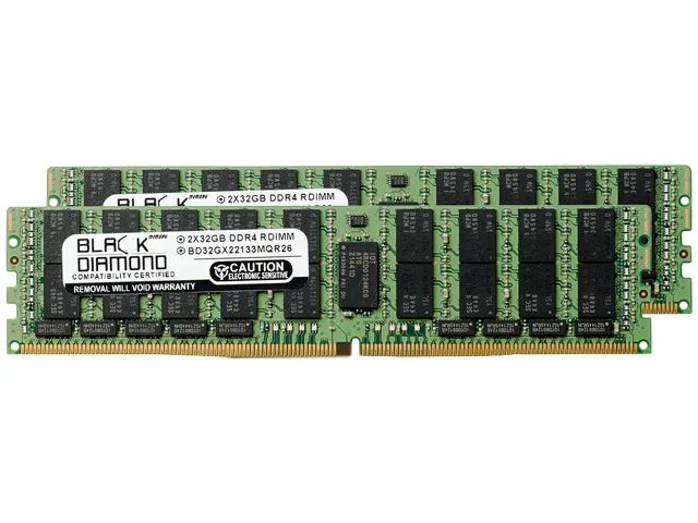 Black Diamond Memory Black Diamond Memory BD32GX22133MQR26 64GB (2×32GB) DDR4 2133 ECC Registered server RAM — foto del prodotto
