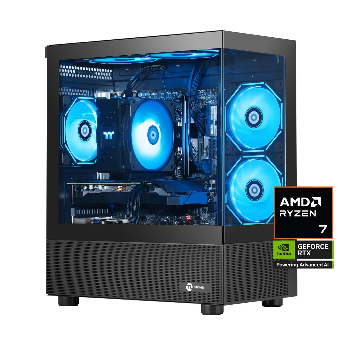 NINGMEI NINGMEI Lumishore Gaming PC Ryzen 7 9700X RTX 5060 16GB DDR5 1TB NVMe 650W Black — product photo